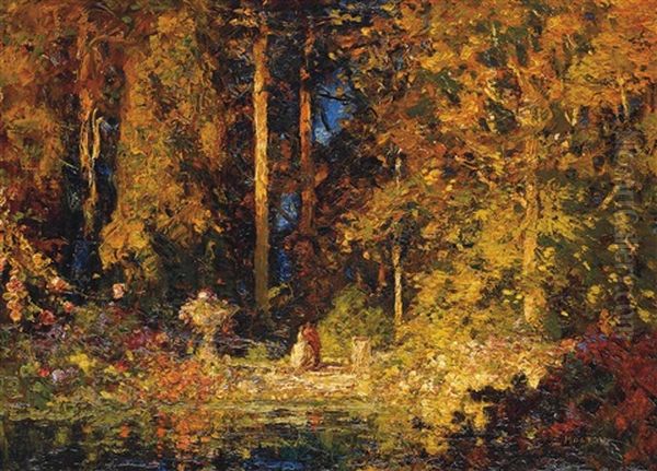 Woodland Lovers Oil Painting by Thomas Edwin Mostyn