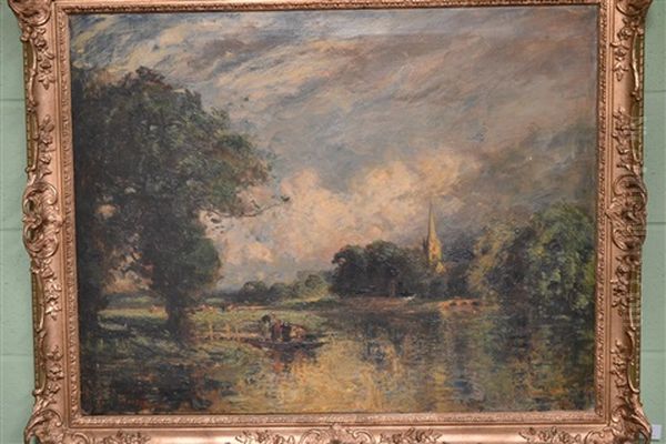 Stratford Church And The River Avon Oil Painting by Thomas Edwin Mostyn