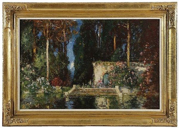 The Garden Pool Oil Painting by Thomas Edwin Mostyn