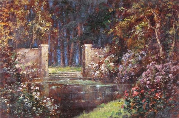 The Pool By The Garden Gate Oil Painting by Thomas Edwin Mostyn