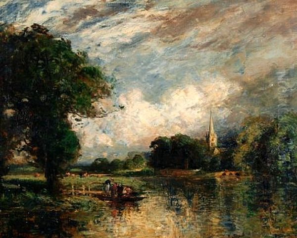 Stratford Church And The River Avon Oil Painting by Thomas Edwin Mostyn