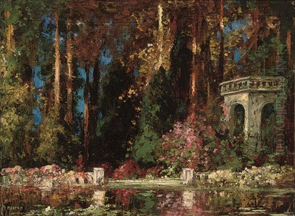 A Wooded Pond Oil Painting by Thomas Edwin Mostyn