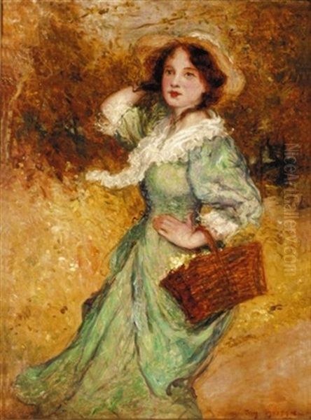 A Windy Day Oil Painting by Thomas Edwin Mostyn