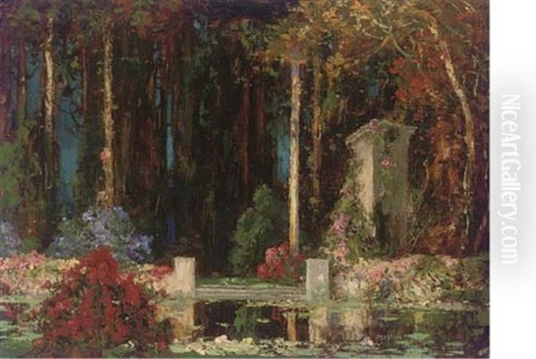 The Garden Lake Oil Painting by Thomas Edwin Mostyn