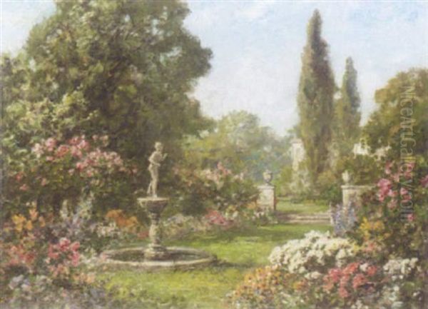 Garden Scene Oil Painting by Thomas Edwin Mostyn