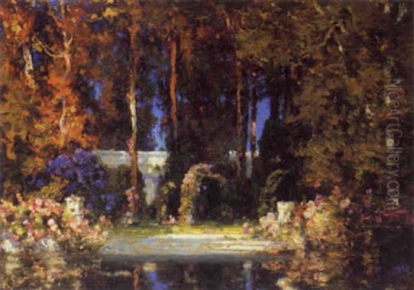 Luxuriant Garden Oil Painting by Thomas Edwin Mostyn