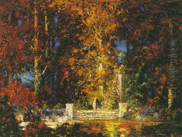 On The Steps By The Lake Oil Painting by Thomas Edwin Mostyn