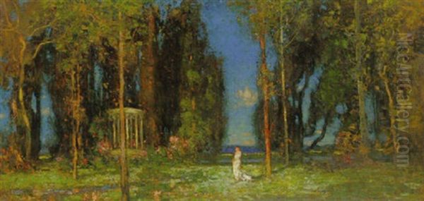 Figure In An Enchanted Garden Oil Painting by Thomas Edwin Mostyn