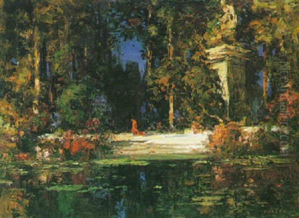 The Lakeside Arbour Oil Painting by Thomas Edwin Mostyn