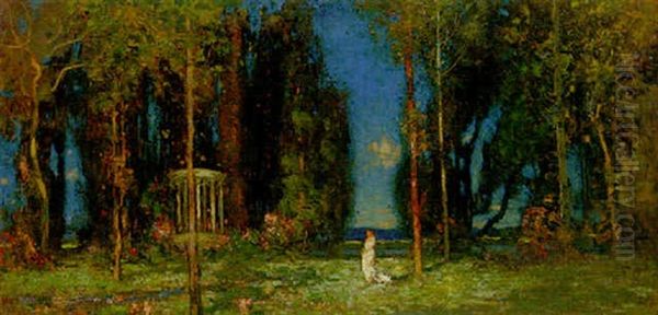 Figure In An Enchanted Garden Oil Painting by Thomas Edwin Mostyn