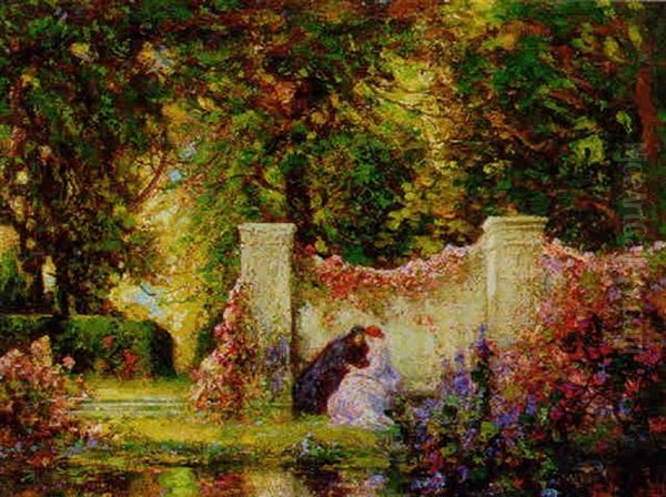 Lovers In An Enchanted Garden Oil Painting by Thomas Edwin Mostyn