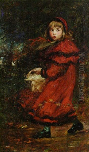 Red Riding Hood Oil Painting by Thomas Edwin Mostyn