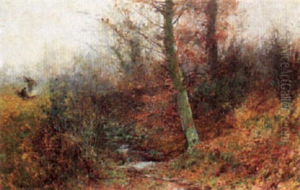 Autumn Leaves Oil Painting by Thomas Edwin Mostyn