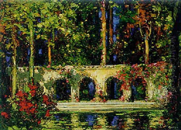 Arcade By The Lake Oil Painting by Thomas Edwin Mostyn