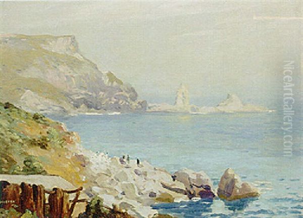 Anstey's Cove, Devon Oil Painting by Thomas Edwin Mostyn