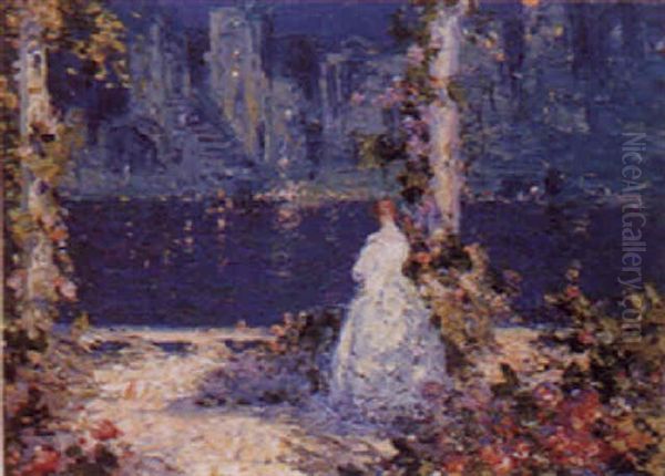 The Lights Across The Water Oil Painting by Thomas Edwin Mostyn