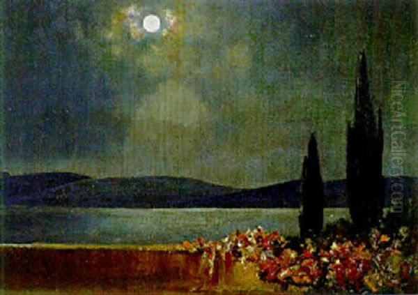 Moonlight On The Terrace Oil Painting by Thomas Edwin Mostyn