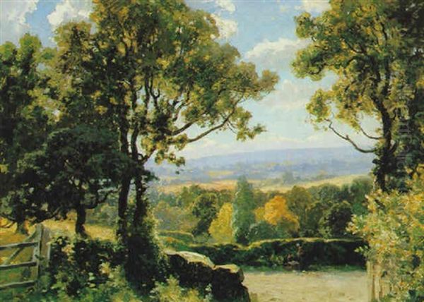 Lustleigh Vale, Devon Oil Painting by Thomas Edwin Mostyn