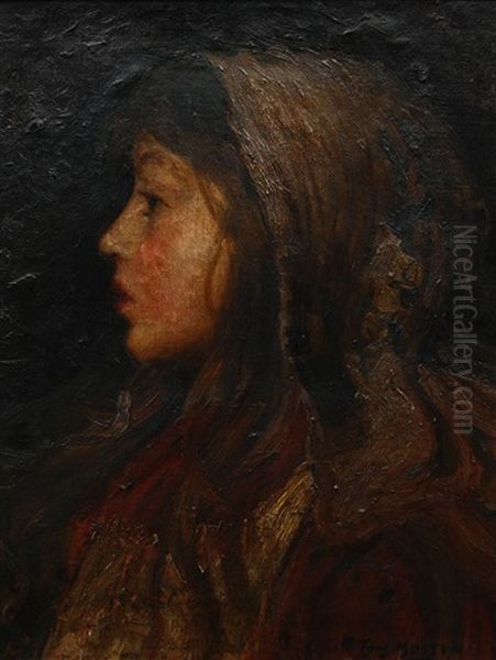 Bust Portrait Of A Young Woman Oil Painting by Tom Mostyn