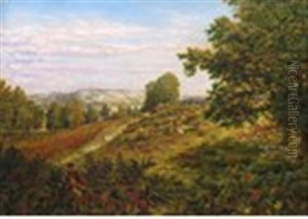 View Of Box Hill Near Dorking, Surrey Oil Painting by George William Mote