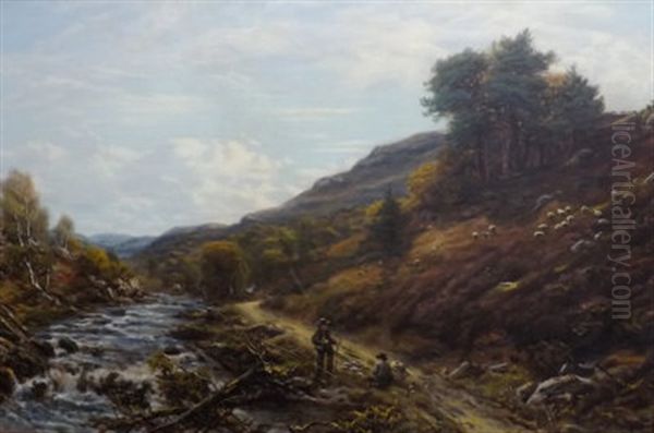 Fishing In North Wales Oil Painting by George William Mote