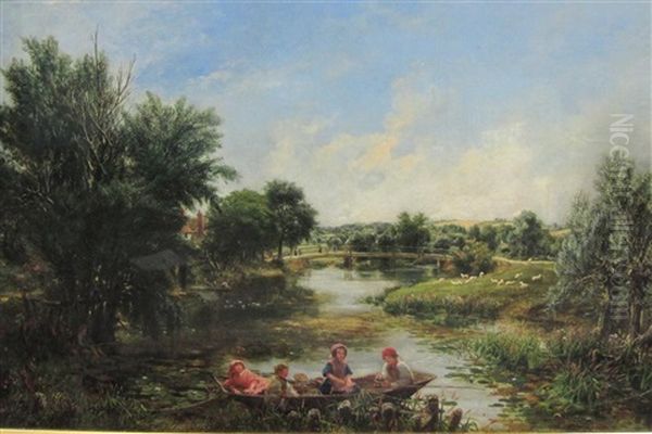 Stoke Bridge On The Arun Oil Painting by George William Mote