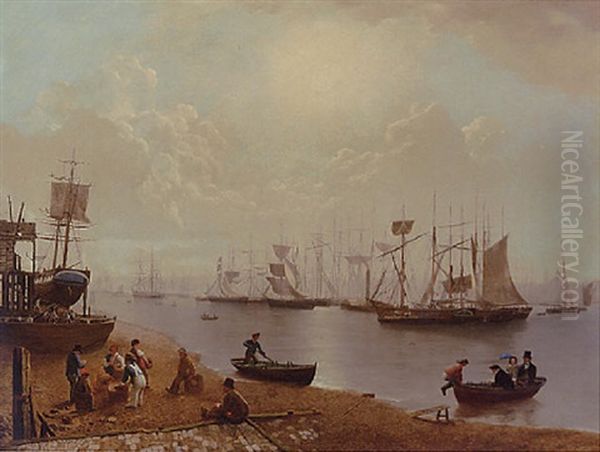 View Of Bristol Harbour Oil Painting by George William Mote