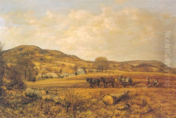 Ploughing The Fields Oil Painting by George William Mote