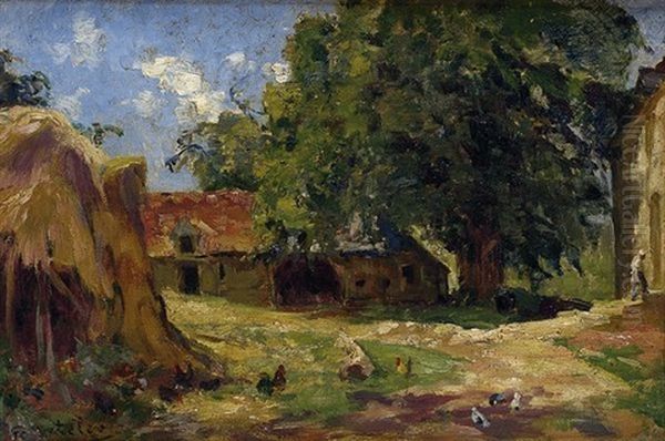 La Ferme Oil Painting by Jules Georges Moteley