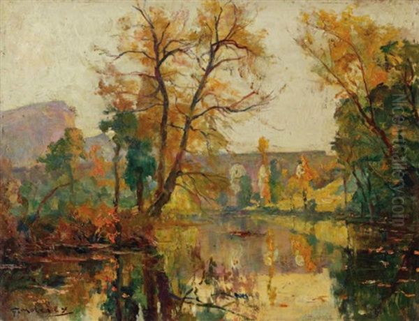 L'orne, Viaduc De Clecy Oil Painting by Jules Georges Moteley