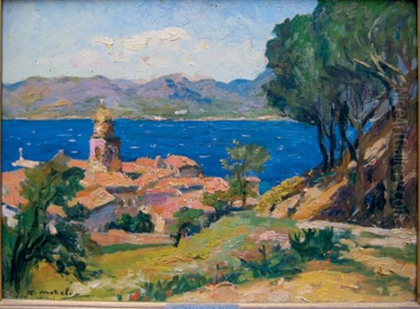 Le Village De Saint Tropez Oil Painting by Jules Georges Moteley