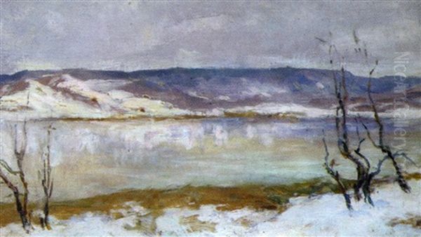 Paysage De Neige Oil Painting by Jules Georges Moteley