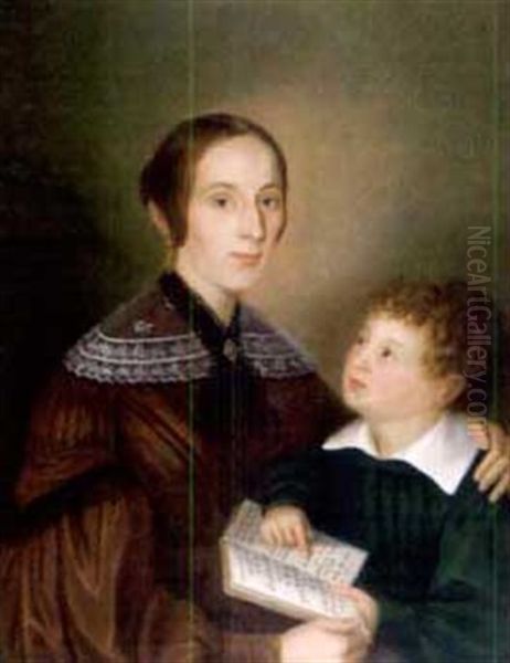 Mutter Mit Sohn Oil Painting by Anton von Mott