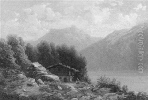 Bauernhaus Mit Figurenstaffage Am Thunersee Oil Painting by Denis Motta