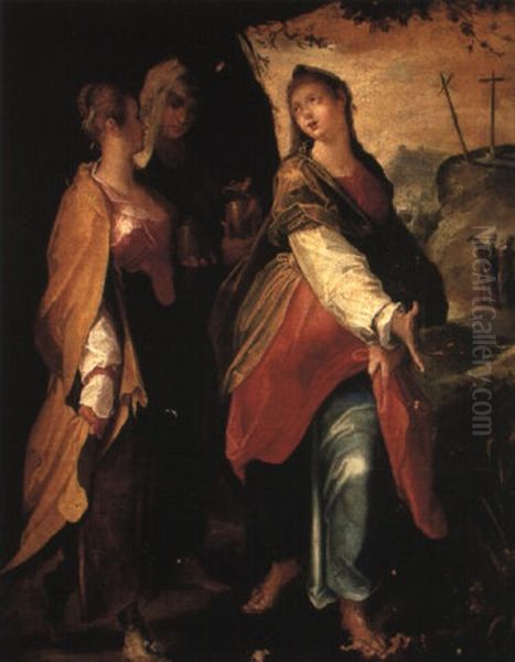 The Three Marys Oil Painting by Raphael (Rafaellino de Reggio) Motta