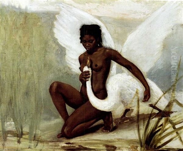 Leda And The Swan Oil Painting by Henri Paul Motte