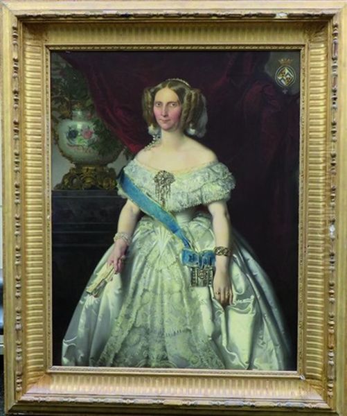 Portrait De Dame De Qualite Oil Painting by Victor Louis Mottez