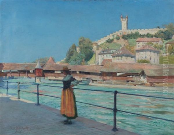 Lucerne Oil Painting by Harold Meade Mott-Smith