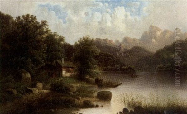 Flusslauf In Sommerlichem Hochgebirge Oil Painting by Henri Luc Mottu