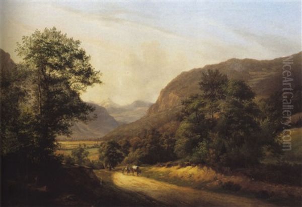 Landschaft Bei Satigny Mit Blick Savoyer Alpen Oil Painting by Henri Luc Mottu