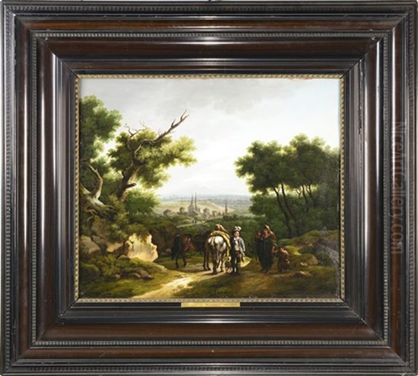 Landscape With A Town And Pilgrims Oil Painting by Frederick De Moucheron