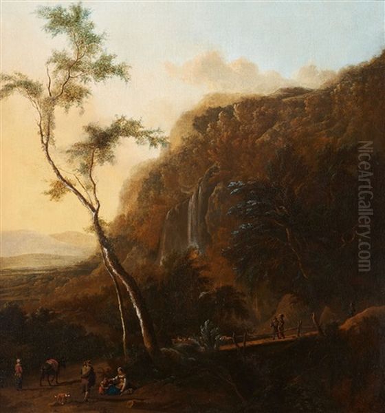 Mountainous Landscape With Ramblers Oil Painting by Frederick De Moucheron