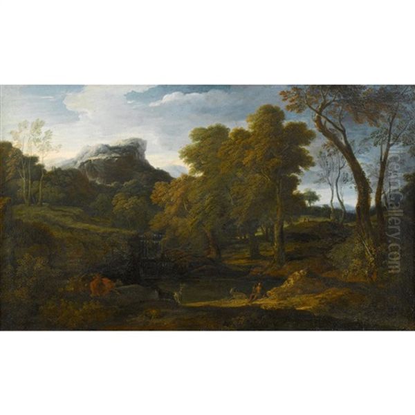 Extensive Landscape With Shepherd And Flock Oil Painting by Frederick De Moucheron