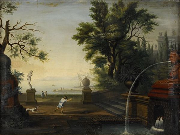 Palatsterrass Med Fontan Oil Painting by Frederick De Moucheron