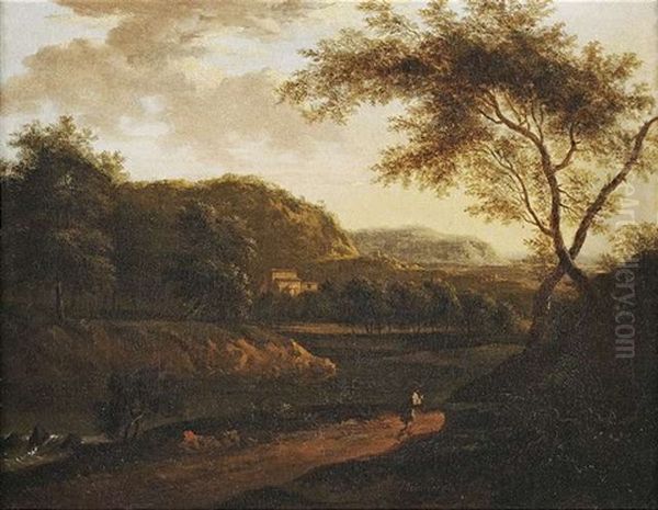 Zwei Weite, Italienisierende Landschaften (pair) Oil Painting by Frederick De Moucheron