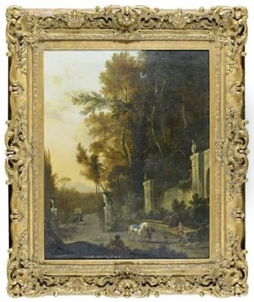 Paysage De Parc Au Cavalier Oil Painting by Frederick De Moucheron