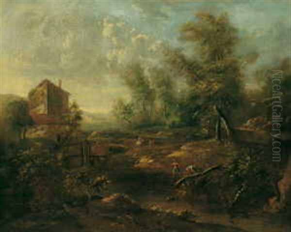 Sudliche Landschaft Mit Jagern Und Fischern Oil Painting by Frederick De Moucheron