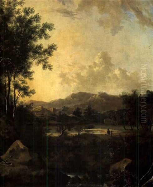 Sudliche Landschaft Mit Bach Im Vordergrund Oil Painting by Frederick De Moucheron