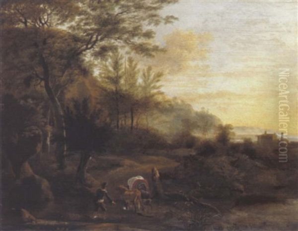 Waldlandschaft Mit Einer Hirtenszene Oil Painting by Frederick De Moucheron