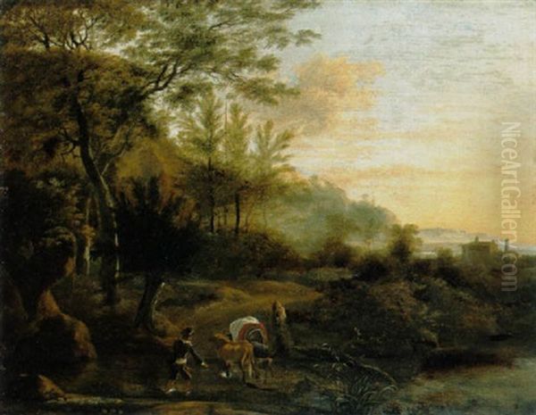 Waldlandschaft Mit Einer Hirtenszene Oil Painting by Frederick De Moucheron